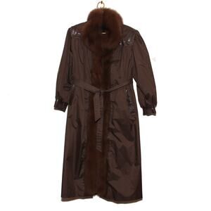 Vintage 80s Faux Fur Trimmed Belted Coat with Liner